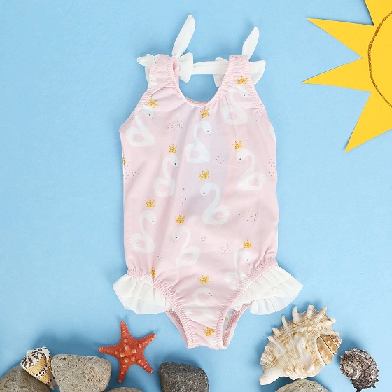 Neopy Baby Girl Swan Swimsuit - Pink 'n Blue - Baby Boutique